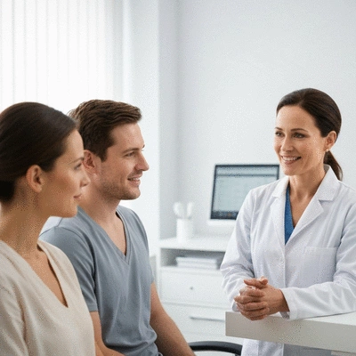 Couple consulting with a fertility expert, discussing personalized health plans
