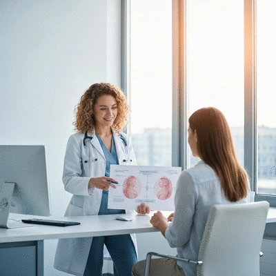 Fertility specialist explaining treatment options to a patient