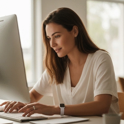 Woman discreetly wearing a modern fertility tracker during her daily routine