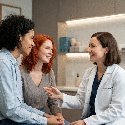 Couple discussing fertility options with a healthcare professional