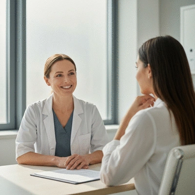 Woman consulting a healthcare provider about fertility supplements