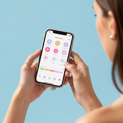 Woman tracking her cycle on a modern fertility app on a smartphone