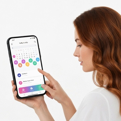 Woman tracking fertility on a smartphone application