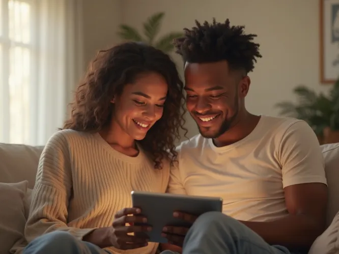Happy couple planning for conception